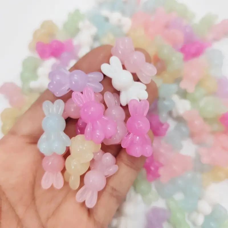 مهره رنگی خرگوش شفاف پاستیلی (100گرم) — تصویر ۲