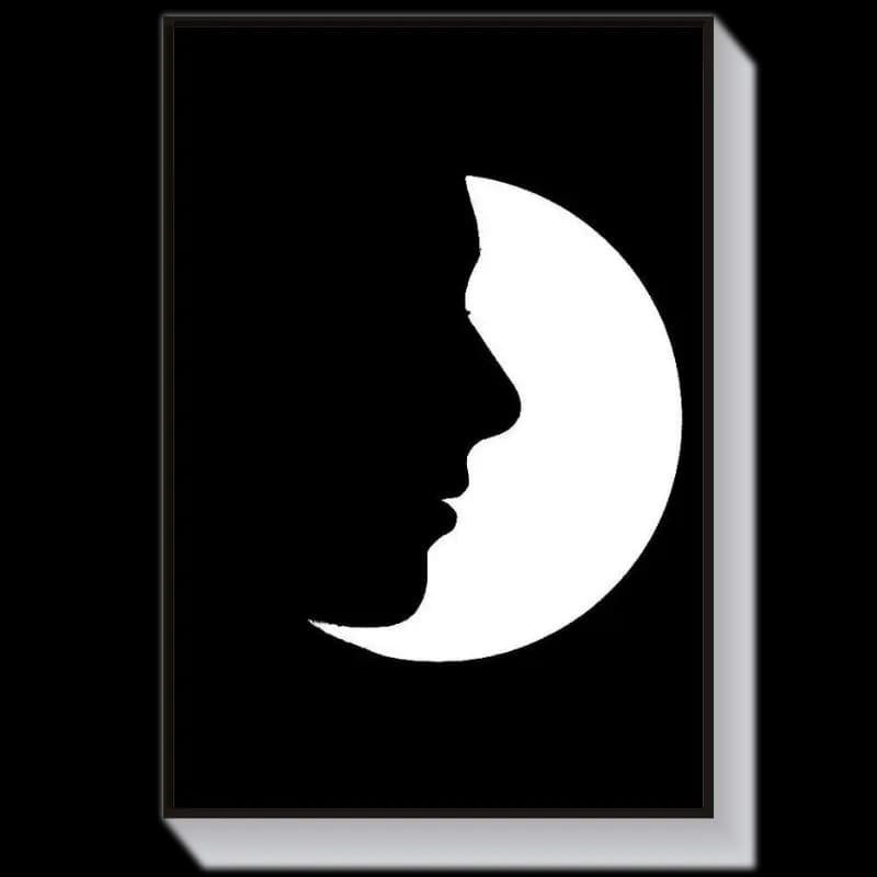 تابلو دکوراتیو مدل پرتره و ماه سیاه و سفید