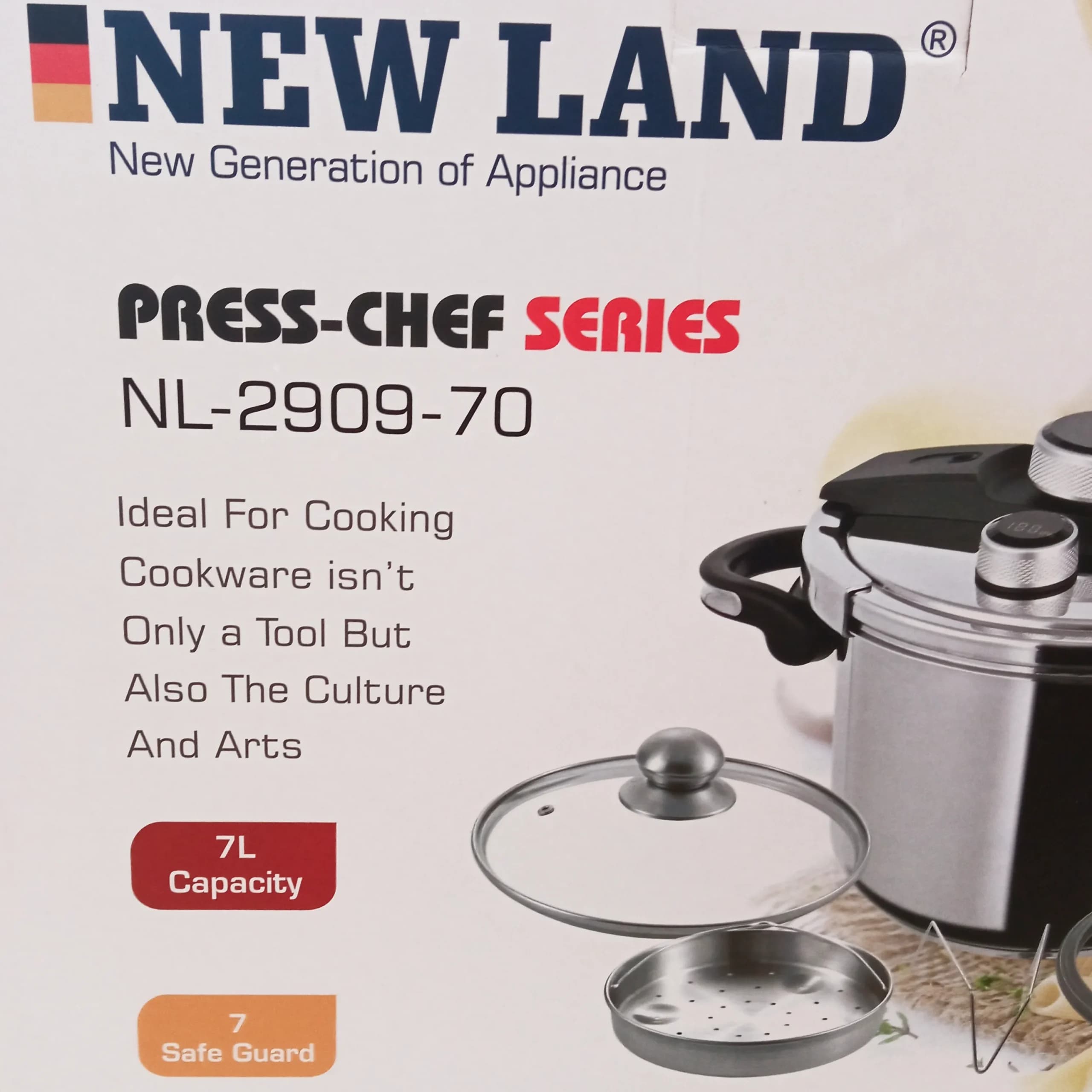 زودپز 7 لیتری کلیپسی دیجیتال نیولند مدل NL-2909 آلمان با گارانتی 2 ساله — تصویر ۵