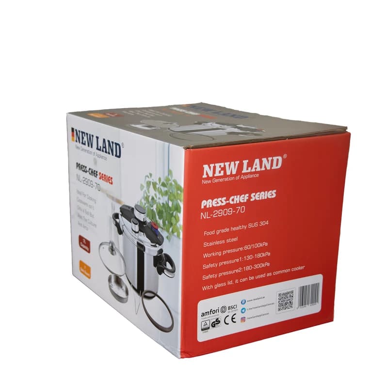 زودپز 7 لیتری کلیپسی دیجیتال نیولند مدل NL-2909 آلمان با گارانتی 2 ساله — تصویر ۲