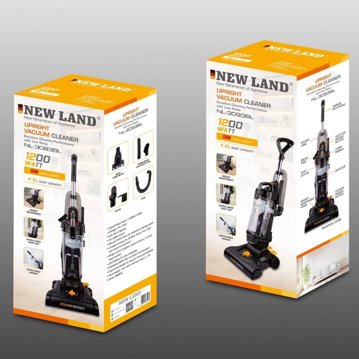 جارو برقی عمودی آپرایت نیولند مدل NL-3093 آلمانی با گارانتی 2 ساله