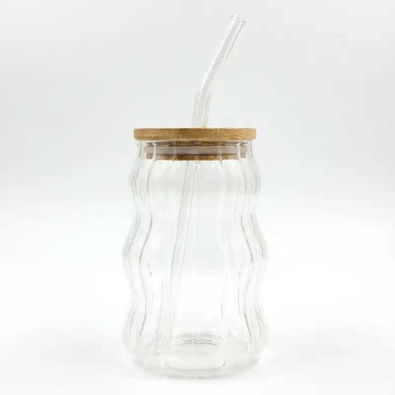 لیوان پیرکس نی‌دار مدل فانتزی موج‌دار 300ml