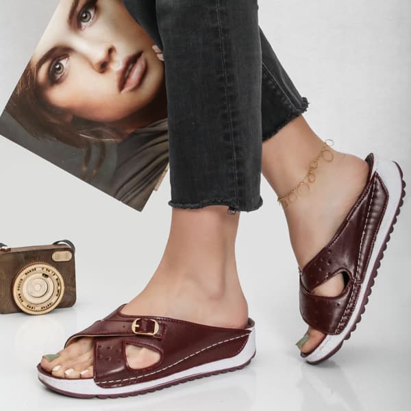 صندل طبی زنانه شهرام طب کد 1024 زرشکی — تصویر ۳