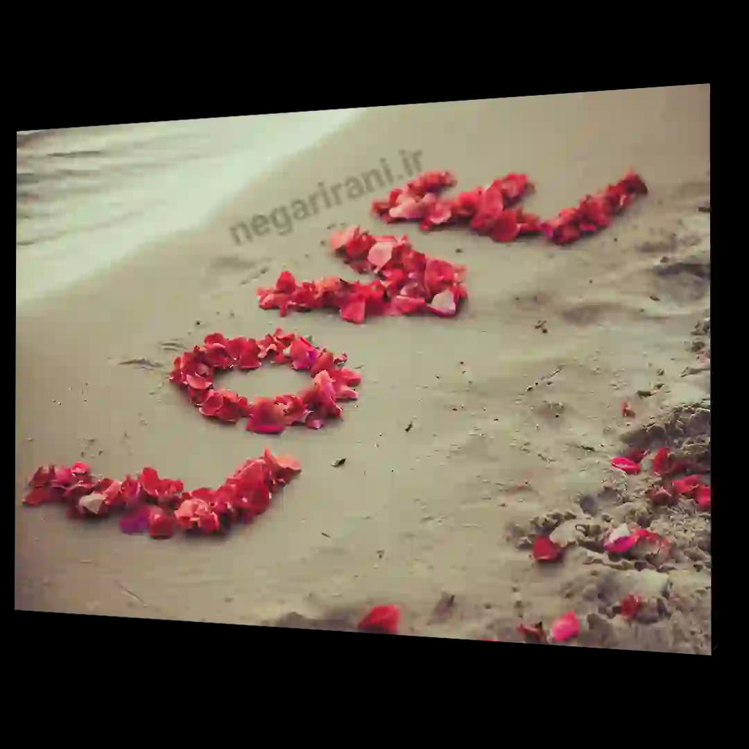 تابلو شاسی LOVE با برگ های گل سرخ مدل AH7