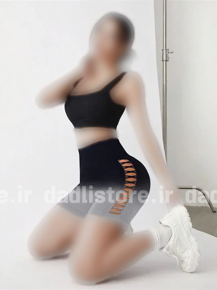شورتک ورزشی زنانه سیملس پشت چروک آمبره زاپ دار — تصویر ۳