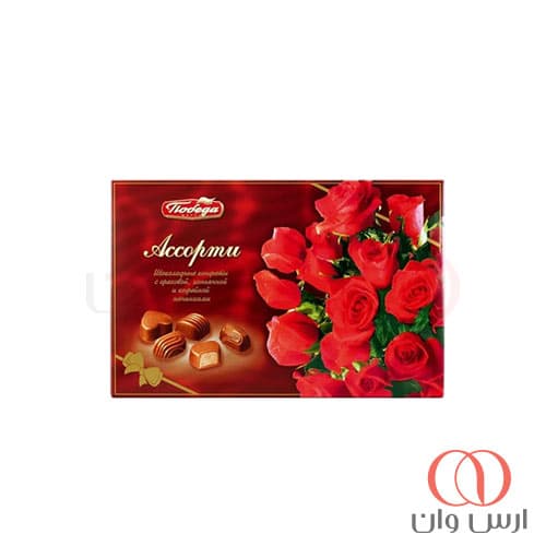شکلات کادویی پوبدا با مغز کرم قهوه مدل گل رز 200 گرم
