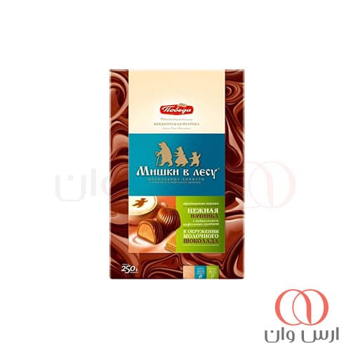 شکلات کادویی پوبدا میشکی در جنگل با فیلینگ و خرده وافل 250 گرم