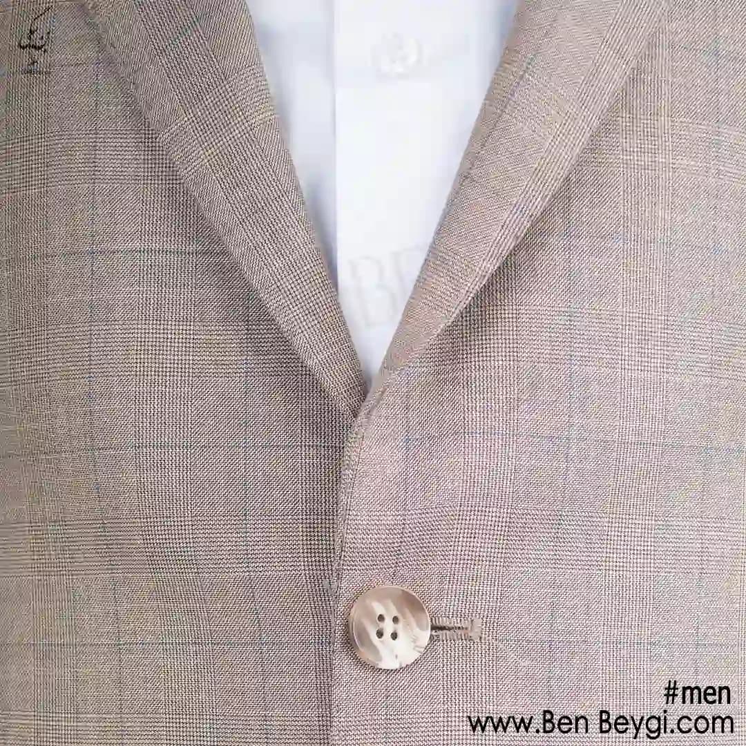 کت و شلوار اداری مردانه پارچه فاستونی رنگ قهوه ای کد 4624 — تصویر ۳