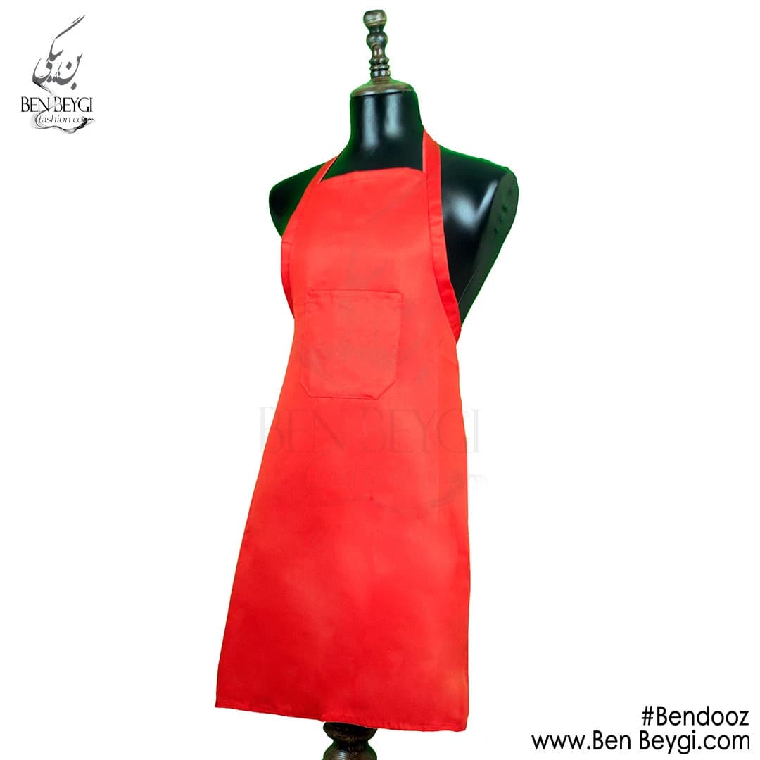 پیشبند بلند ساده جنس کجراه پارچه ای (اپرون) رنگ قرمز کد IR-4577