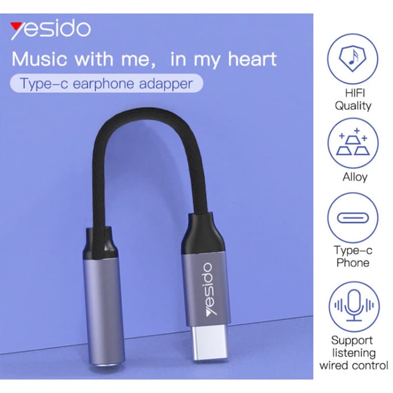 مبدل USB-C به جک 3.5 میلی متری یسیدو مدل YAU-19 کد b144 — تصویر ۴