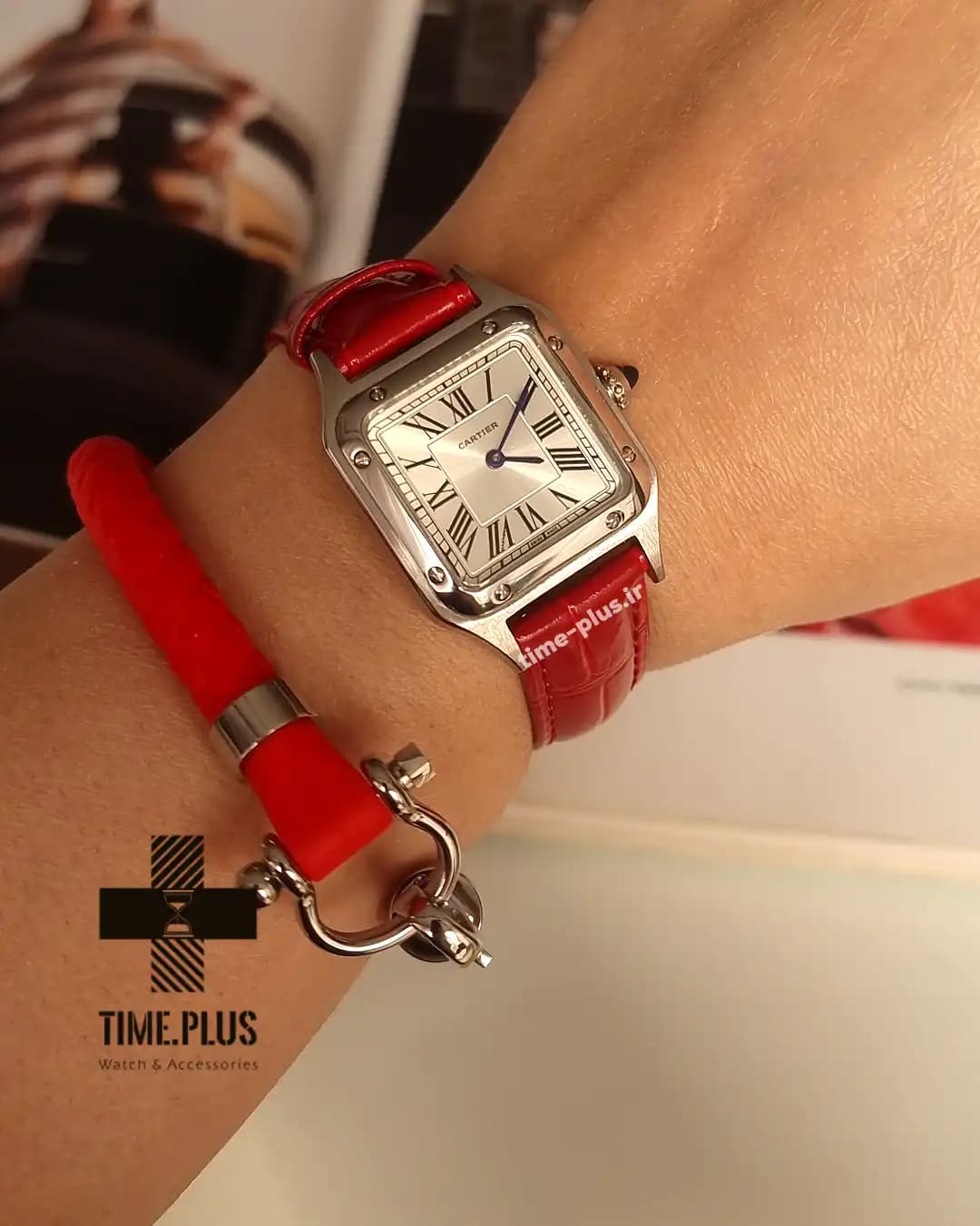 ساعت کارتیر زنانه Santos dumont red strap — تصویر ۲