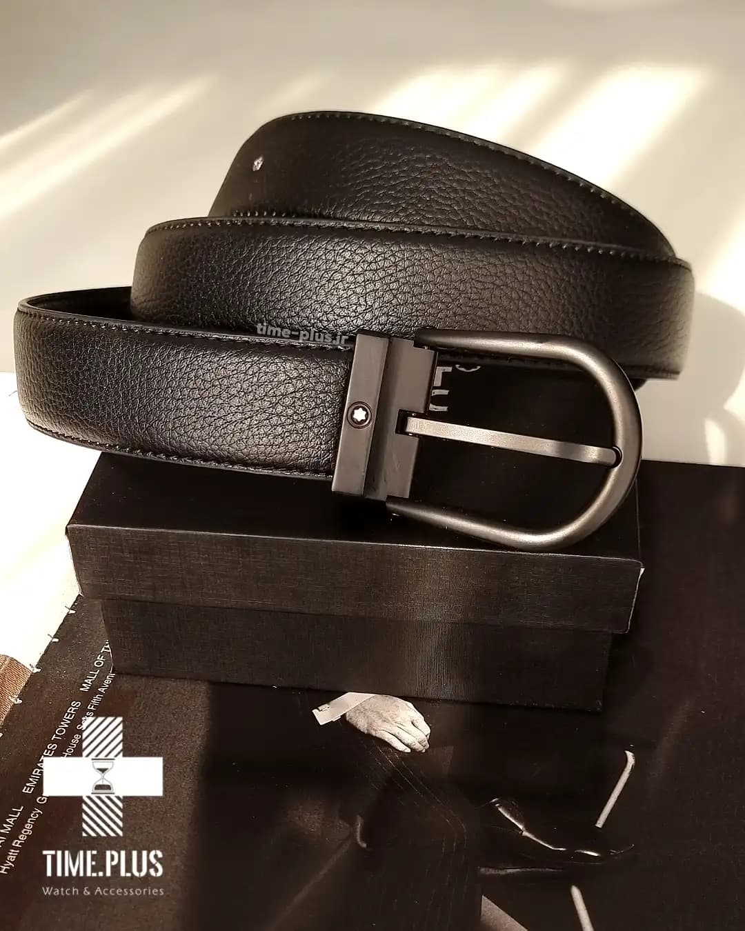 کمربند چرم مشکی Montblanc — تصویر ۳