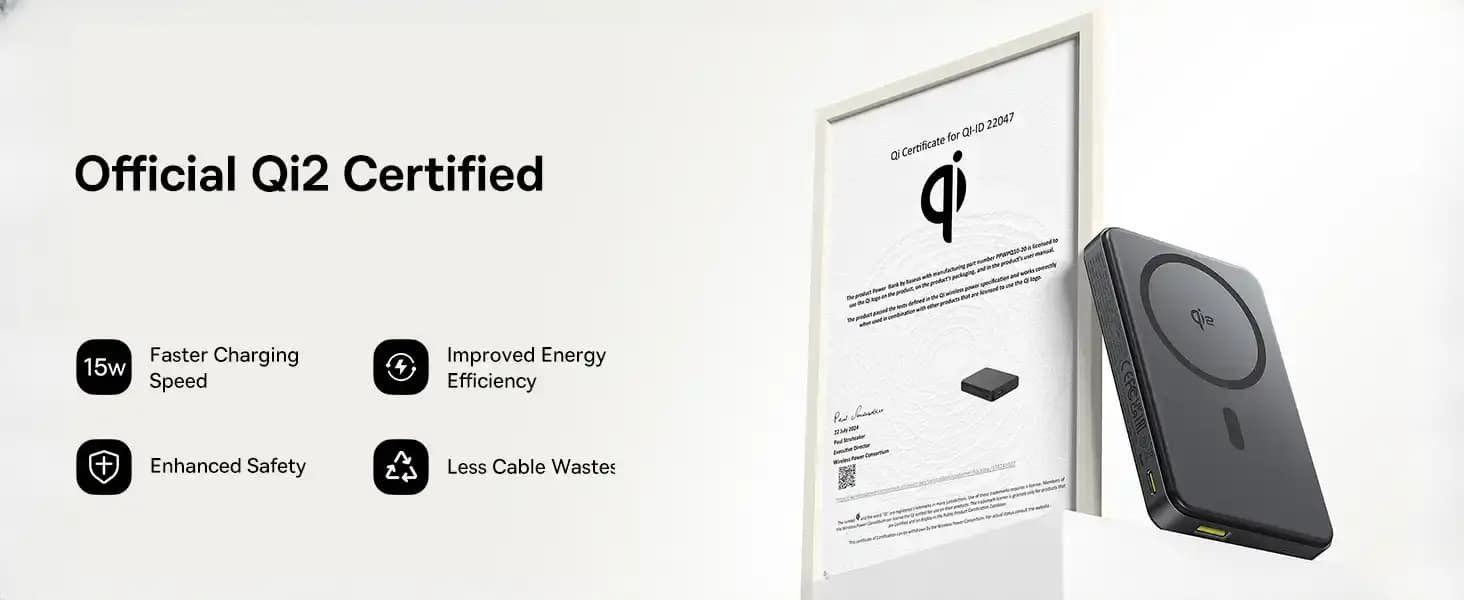 پاوربانک 10000 مگنتی 22.5 وات بیسوس Qi2 PPWPQ10-20 — تصویر ۴