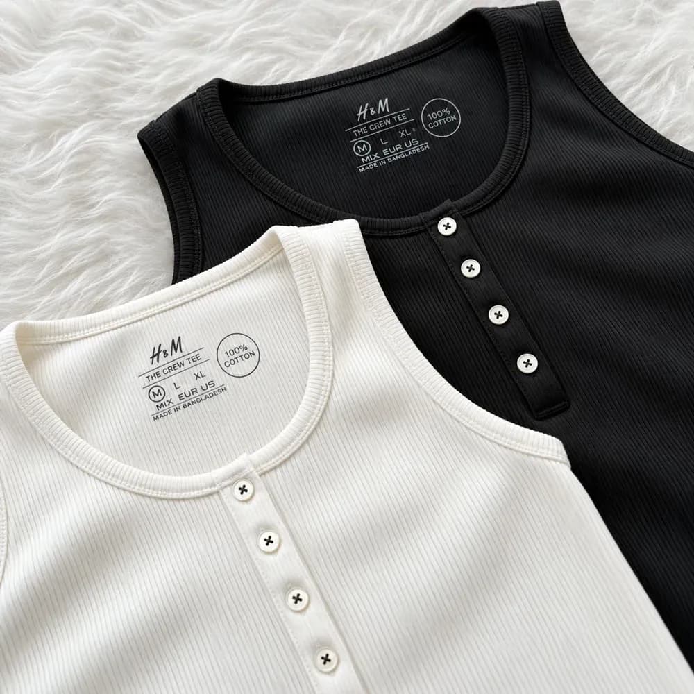 تاپ وارداتی کبریتی زنانه و دخترانه پنبهای مارک H&M — تصویر ۹