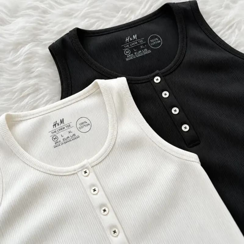 تاپ وارداتی کبریتی زنانه و دخترانه پنبهای مارک H&M — تصویر ۲
