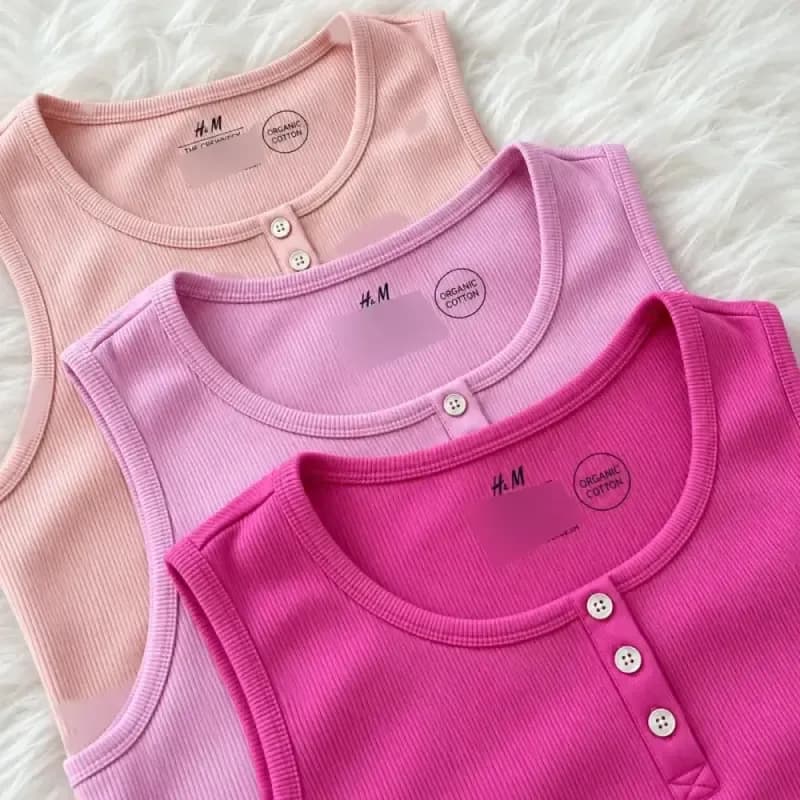تاپ وارداتی کبریتی زنانه و دخترانه پنبهای مارک H&M — تصویر ۷