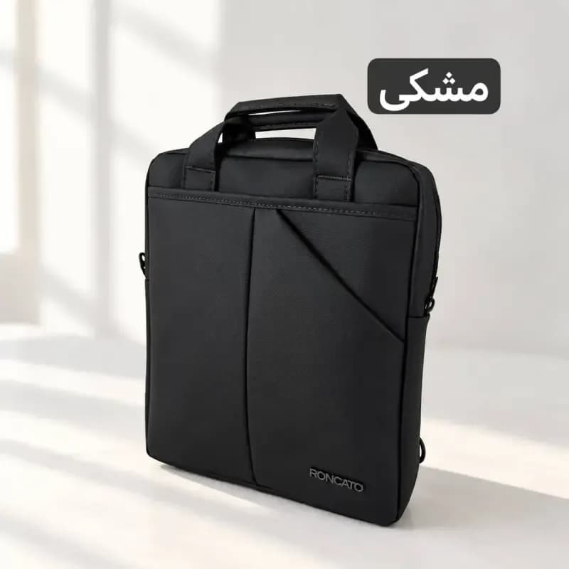 کیف اداری چرم مصنوعی مناسب لپ تاپ و رسمی زنانه مردانه با بند بلند و جیب متعدد — تصویر ۵