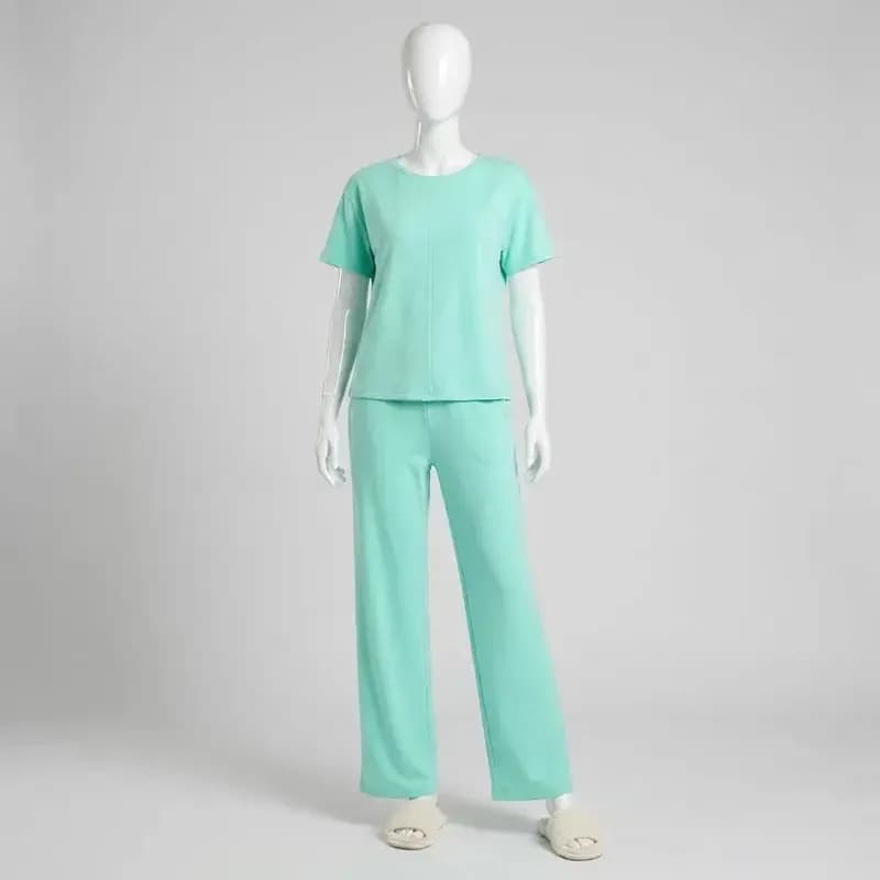 ست تی شرت و شلوار راحتی زنانه ویسکوز آستین سهربع یقه گرد