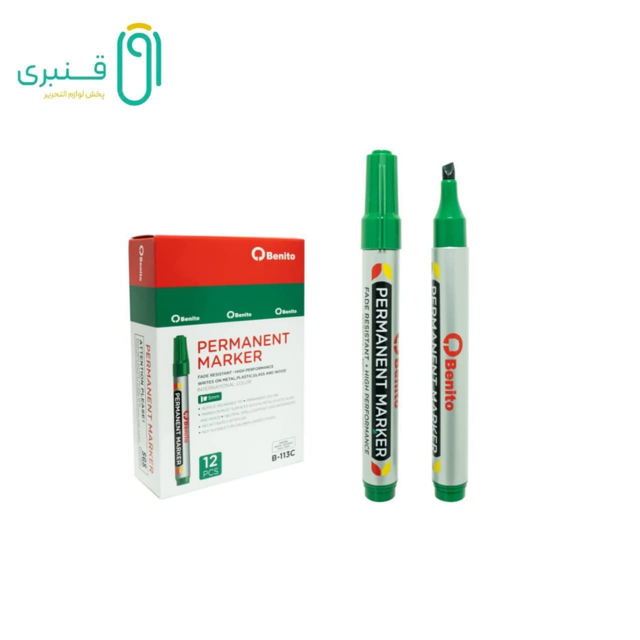 ماژیک معمولی سرتخت سبز بنیتو B-113C