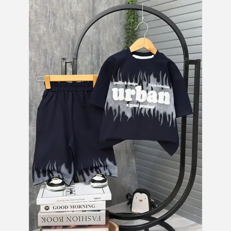 ست تیشرت و شلوارک پسرانه پنبه یک رو طرح urban — تصویر ۶