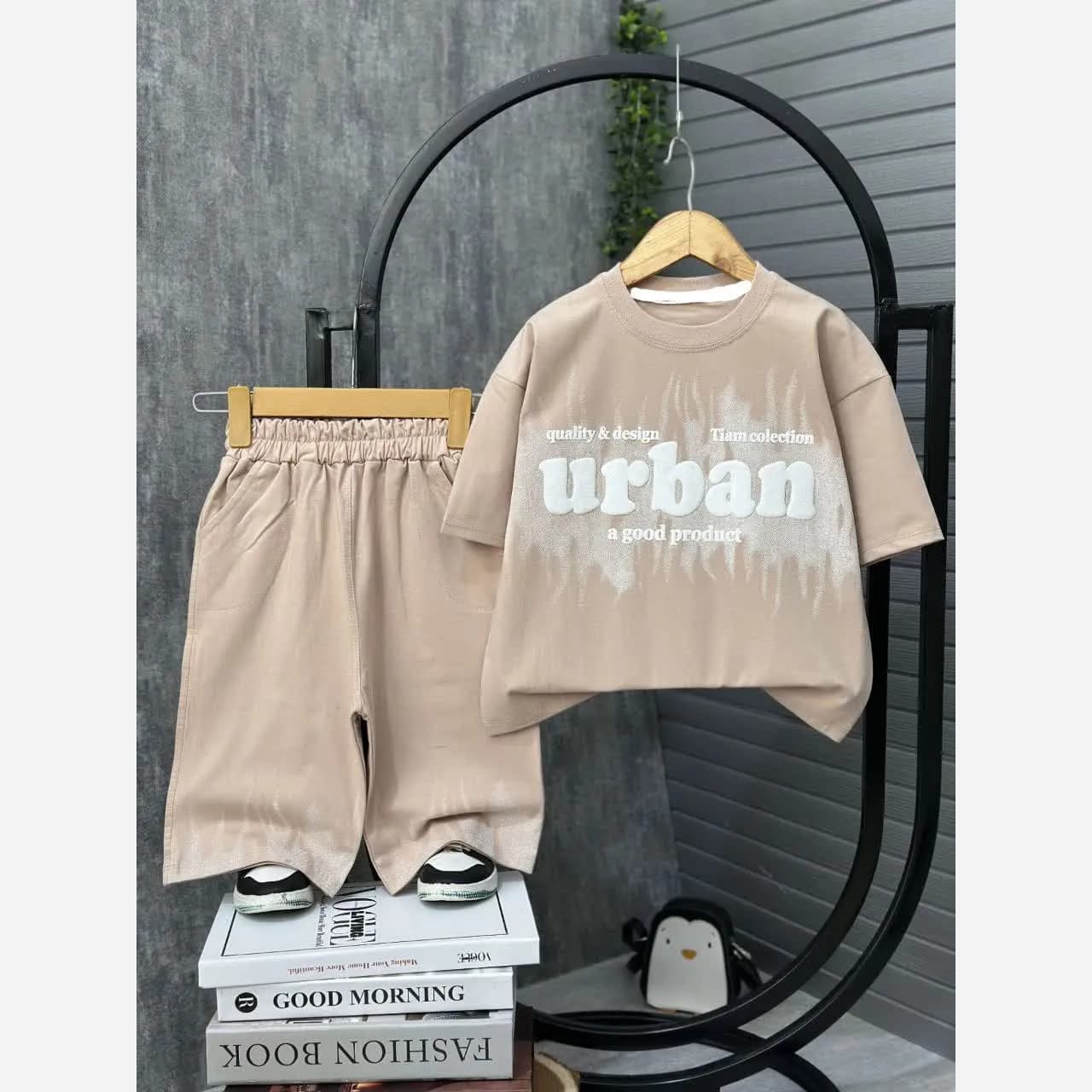ست تیشرت و شلوارک پسرانه پنبه یک رو طرح urban — تصویر ۲