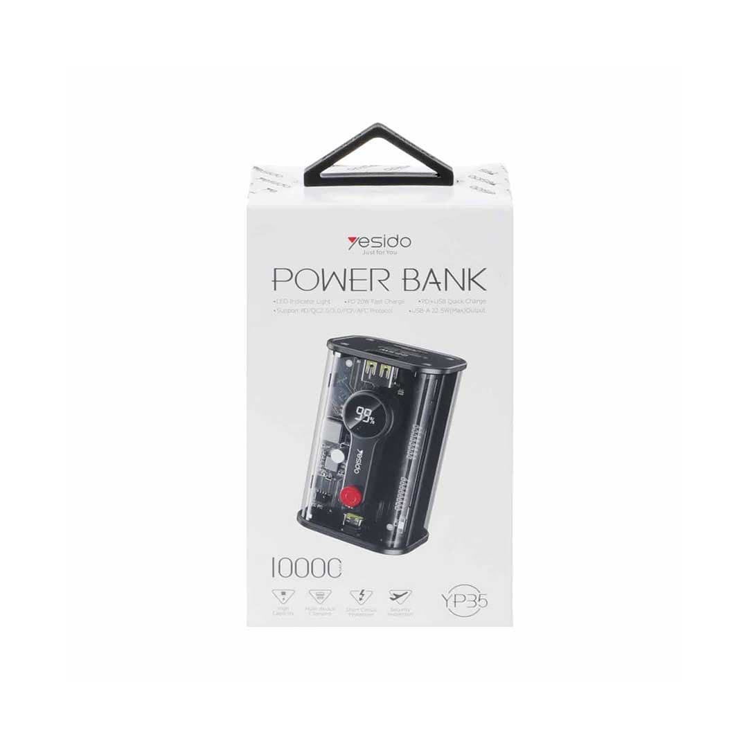 پاوربانک (PD و فست شارژ) yesido 20W 10000mAh مدل YP35 – مشکی — تصویر ۴