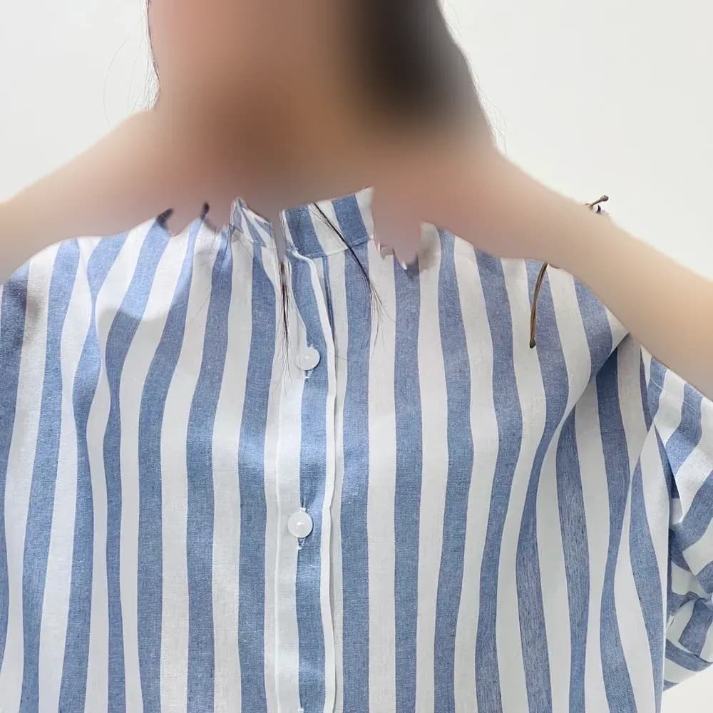 شومیز لینن زنانه آستین کیمونو کد 1425 — تصویر ۳