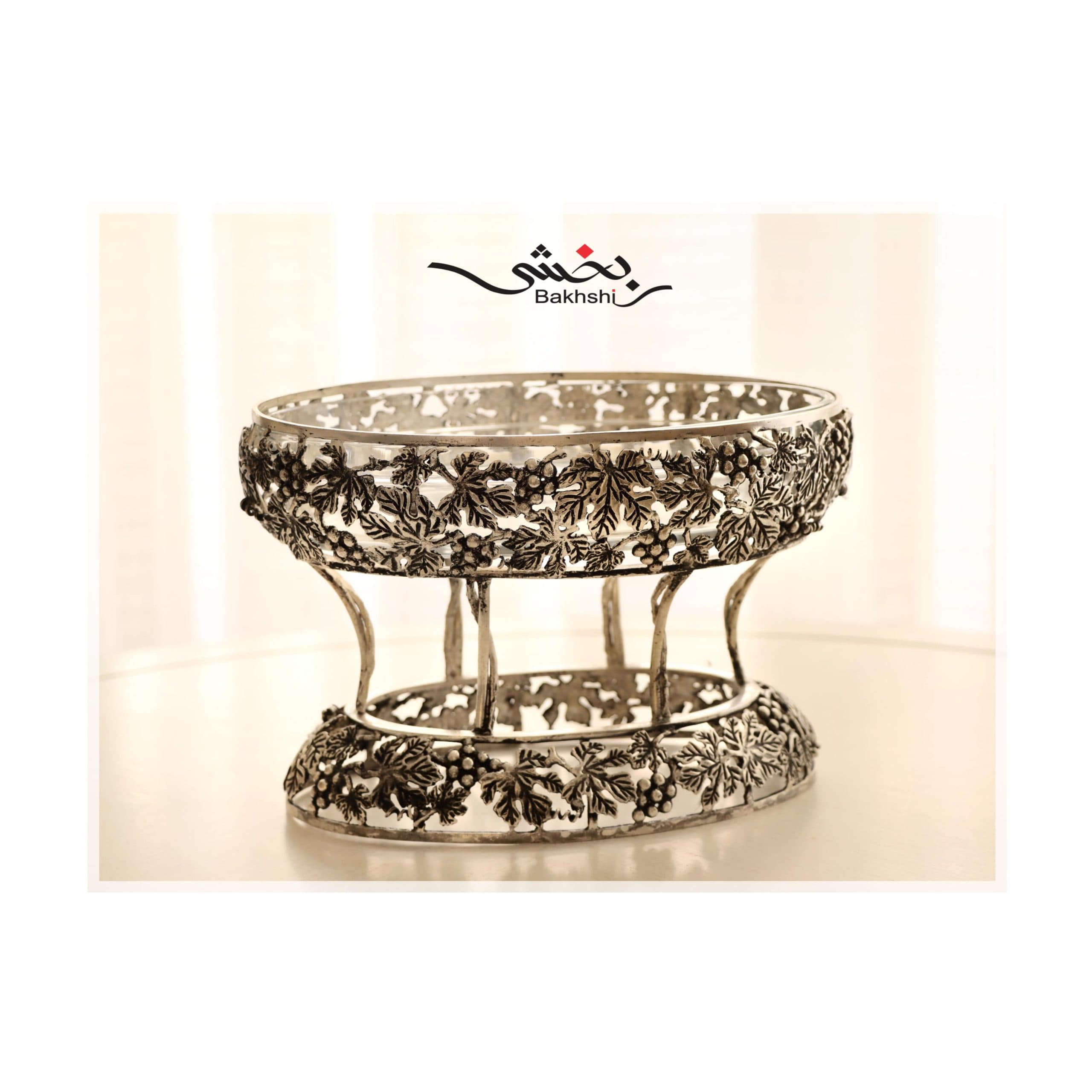 شکلات خوری بیضی نقره طرح انگور _ عیار 90% _ 637 گرم