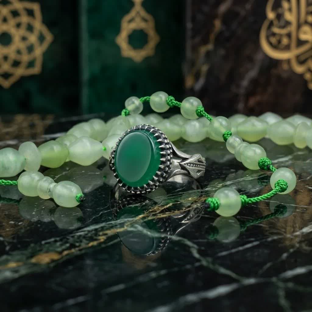 انگشتر نقره عقیق سبز | انرژی، زیبایی و آرامش در یک انتخاب کد 3893 — تصویر ۲