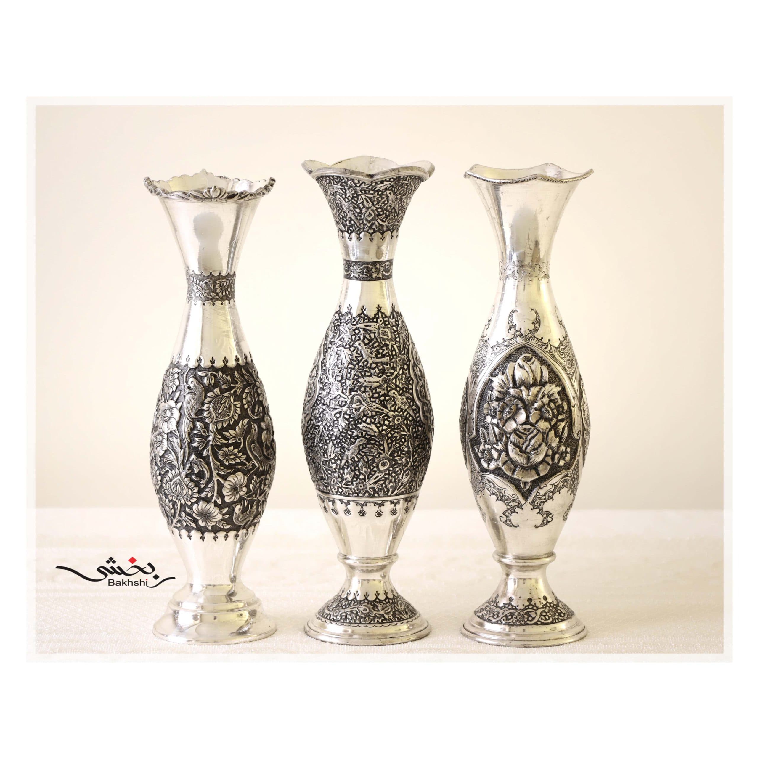 سه مدل گلدان نقره قلم درجه یک _ عیار 90% _ 1093.3 گرم