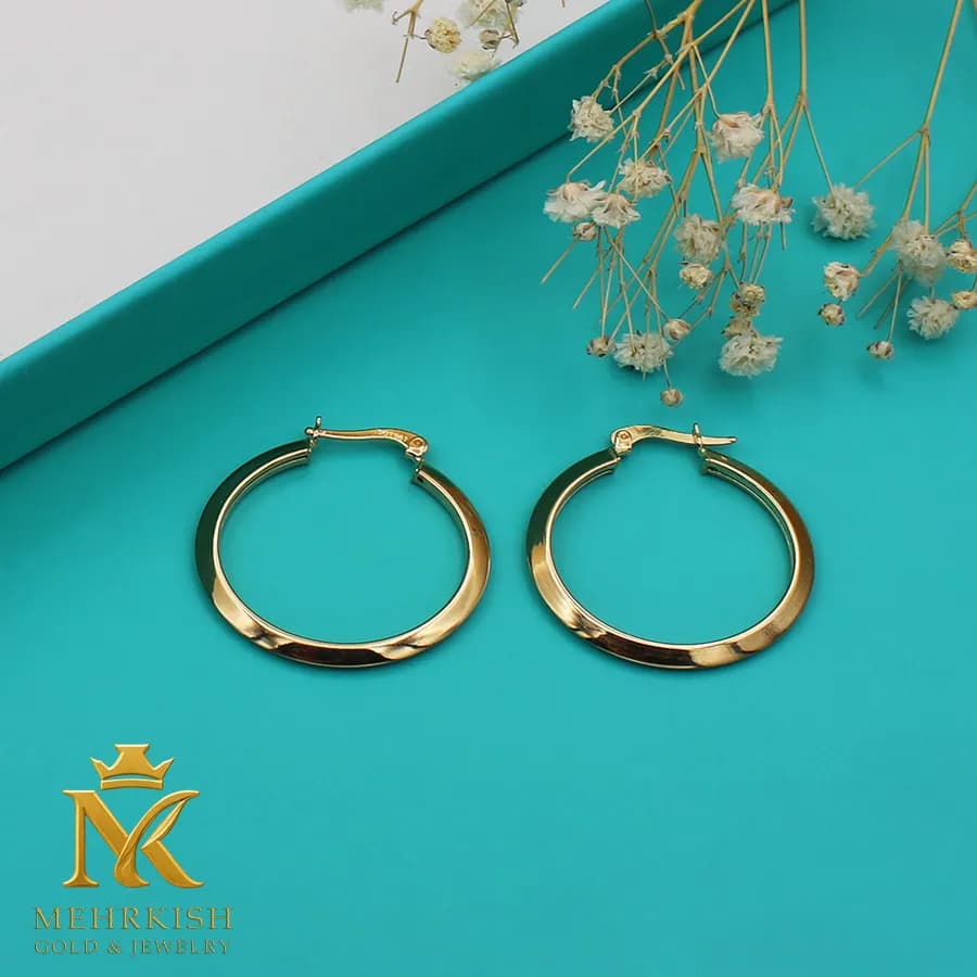 گوشواره حلقه ای طلا کد 7619 — تصویر ۲