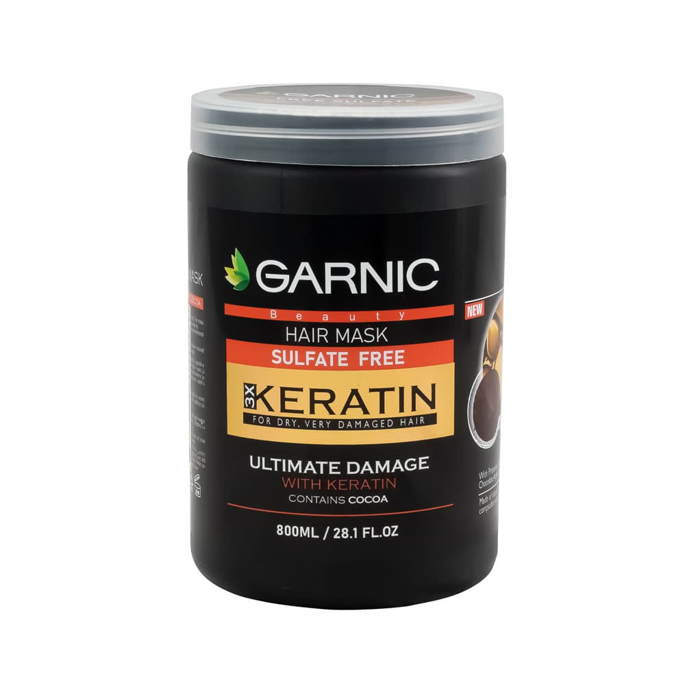 گارنیک ماسک مو 800 میل فری سولفات مشکی مخصوص موهای بسیار آسیب دیده GARNIC