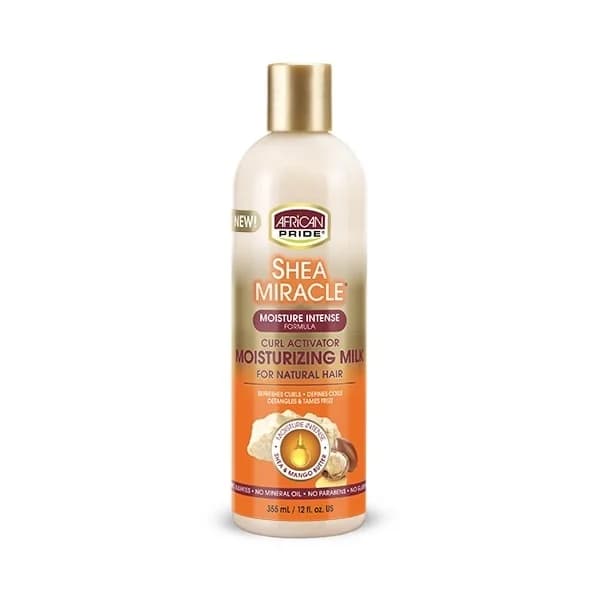 شیر موی آبرسان و فعال‌کننده فر آفریکن پراید شیا میرکل | African Pride Shea Miracle Moisture Intense Curl Activator Moisturizing Milk