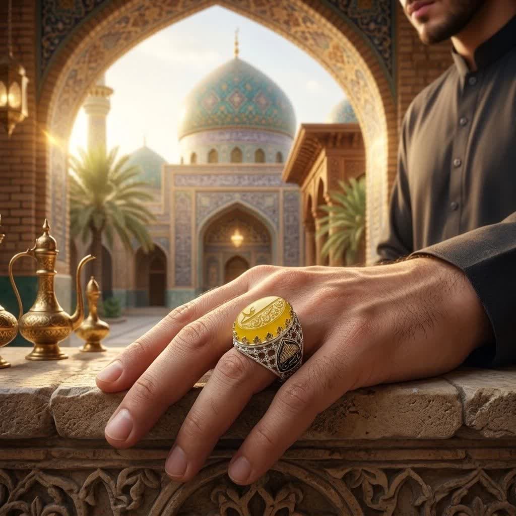 انگشتر عقیق زرد با حکاکی متبرک «یا حسین بن علی» کد 4191