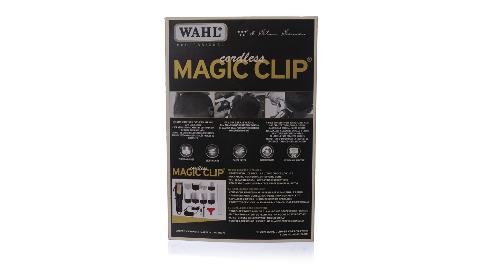 ماشین اصلاح وال مجیک کلیپ کردلس گلد WAHL Magic Clip Cordless سفارش آمریکا جعبه مشکی — تصویر ۶