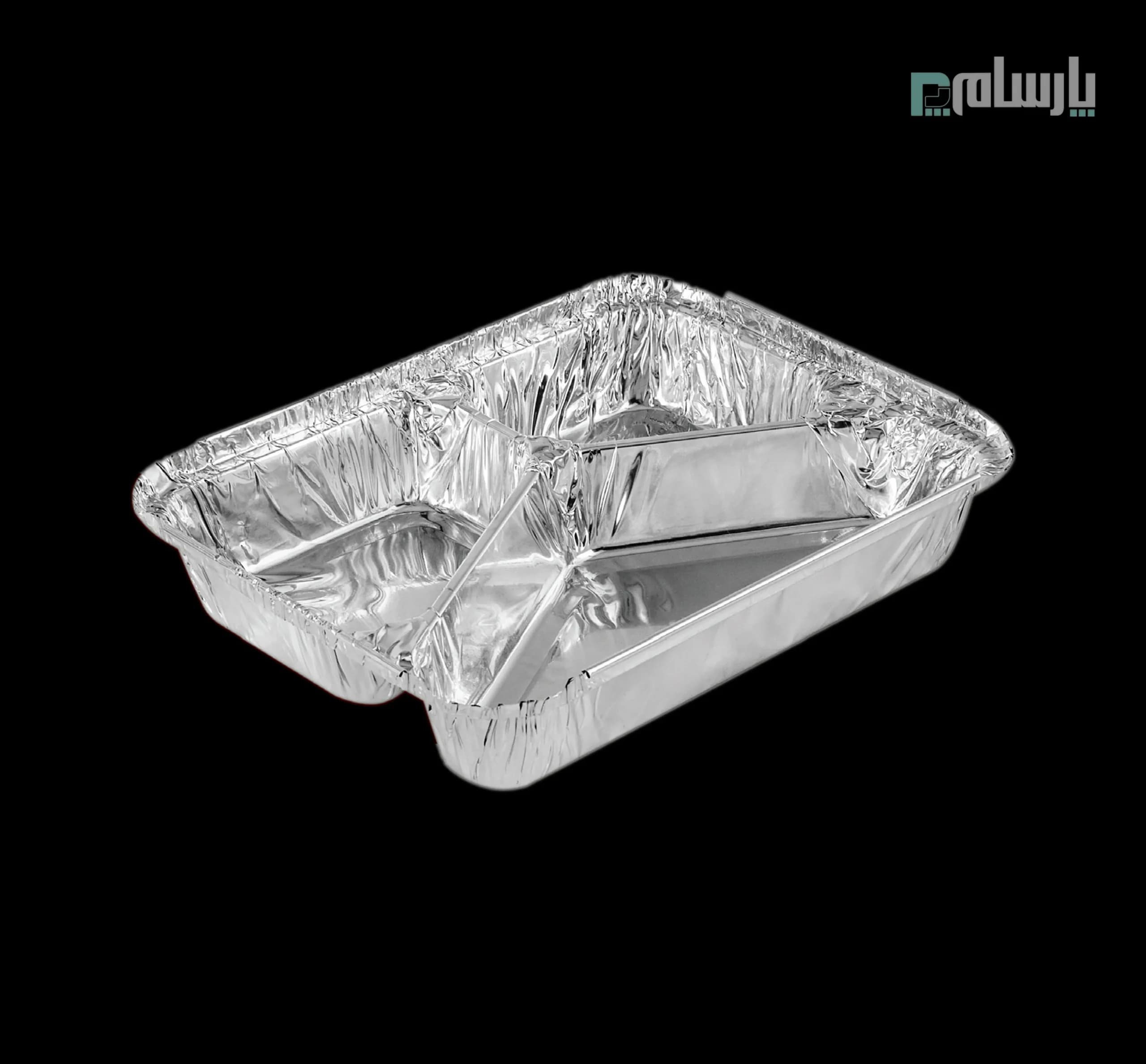 ظرف یکبار مصرف آلومینیومی سه خانه سبک سبز کد 729