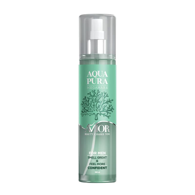 بادی اسپلش مردانه اویور مدل MEGAMARE AQUA PURA حجم 240 میلی لیتر — تصویر ۲