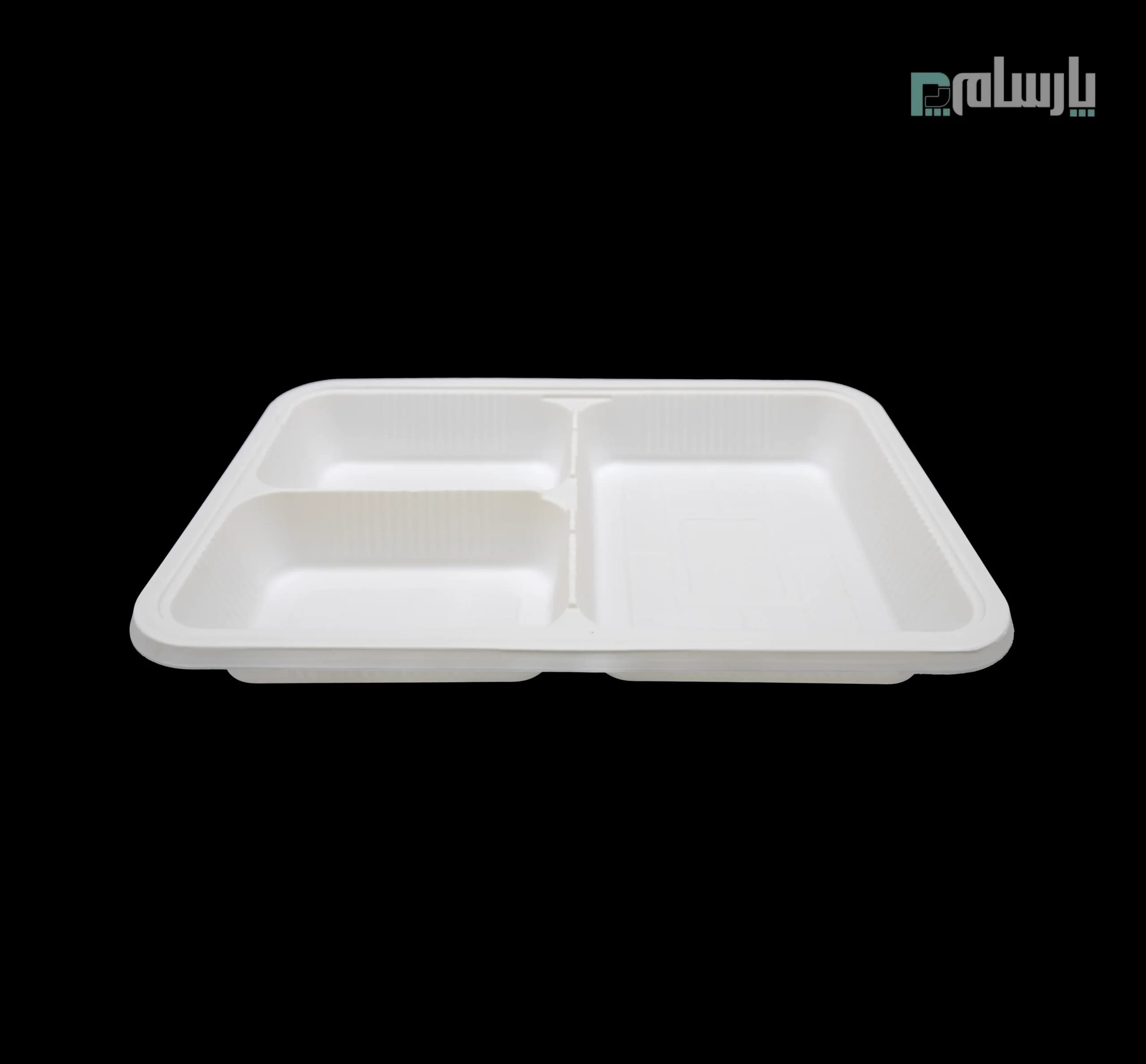 ظرف بسته بندی یکبار مصرف گیاهی سه خانه آملون