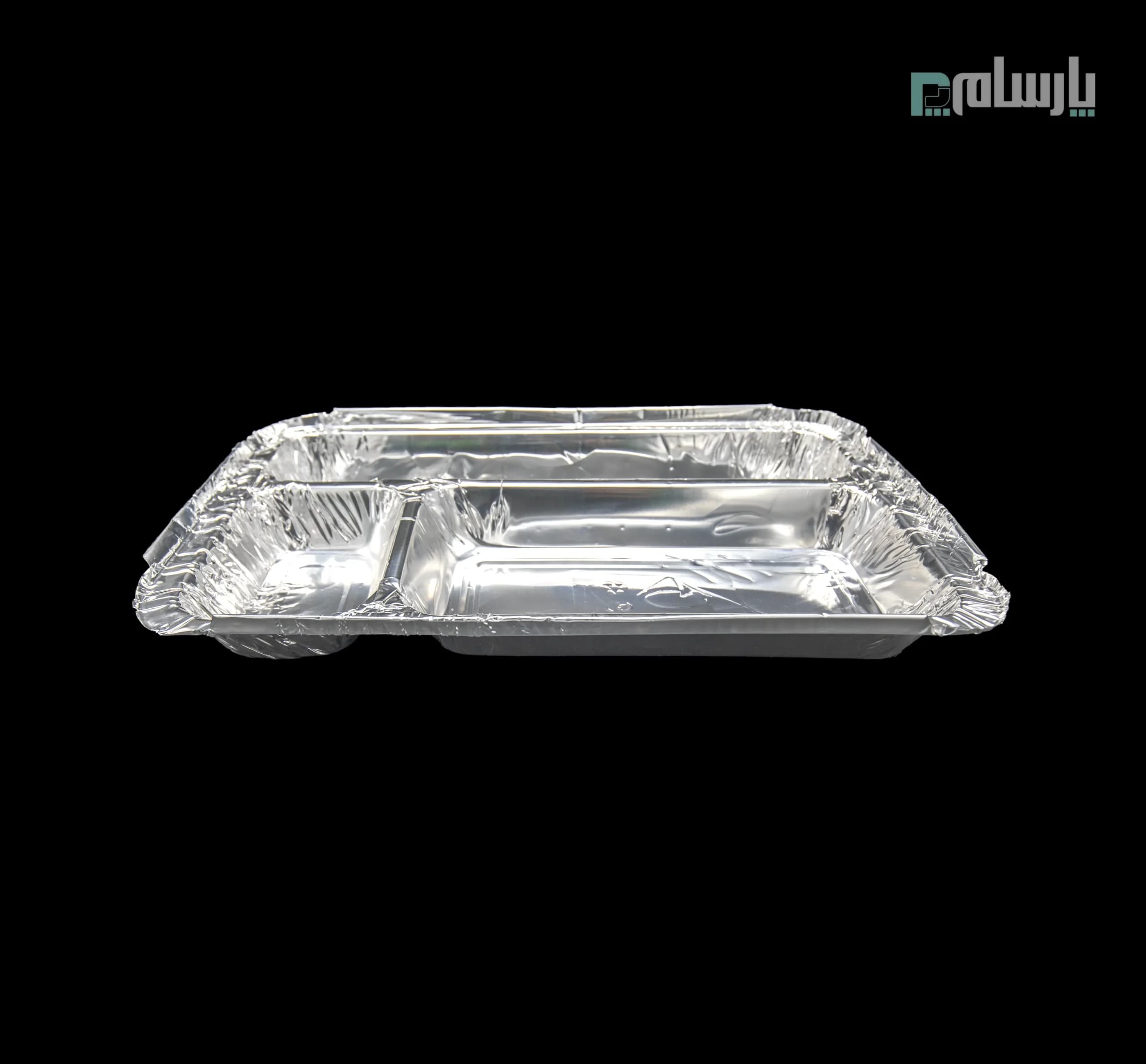 ظرف یکبار مصرف آلومینیومی سه خانه کبابی ویژه کد ۱۲۳