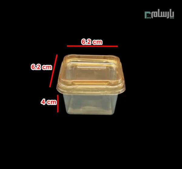 ظرف یکبار مصرف فینگر کاپ مربع زیره طلایی-پت — تصویر ۲