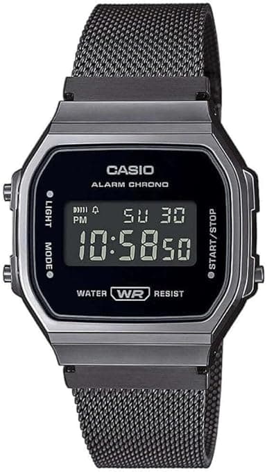 ساعت مچی دیجیتال CASIO Vintage مشکی استیل با تقویم و کرنومتر
