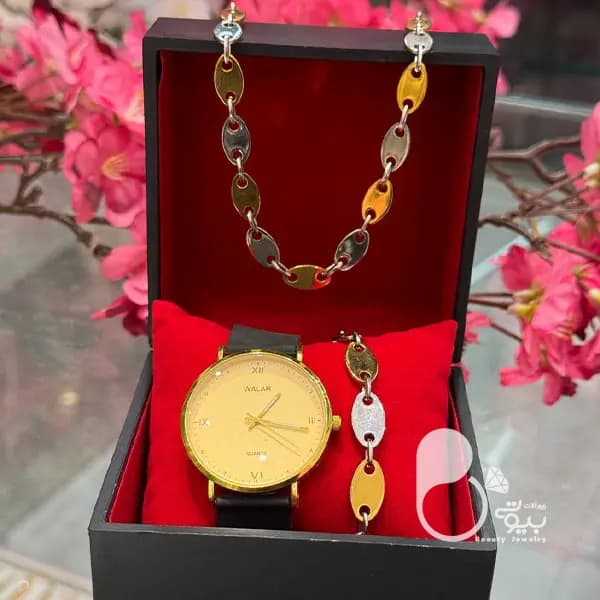 ست ساعت و‌ گردنبند و دستبند مردانه