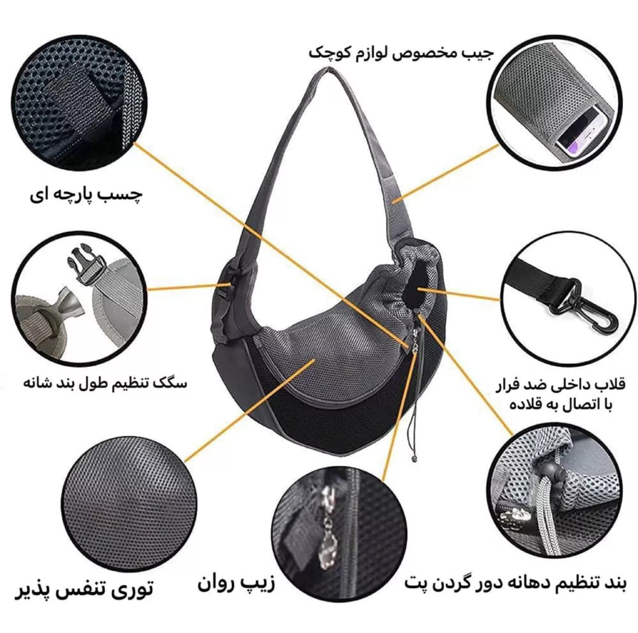 کیف حمل سگ و گربه مدل دوشی سایز L — تصویر ۳