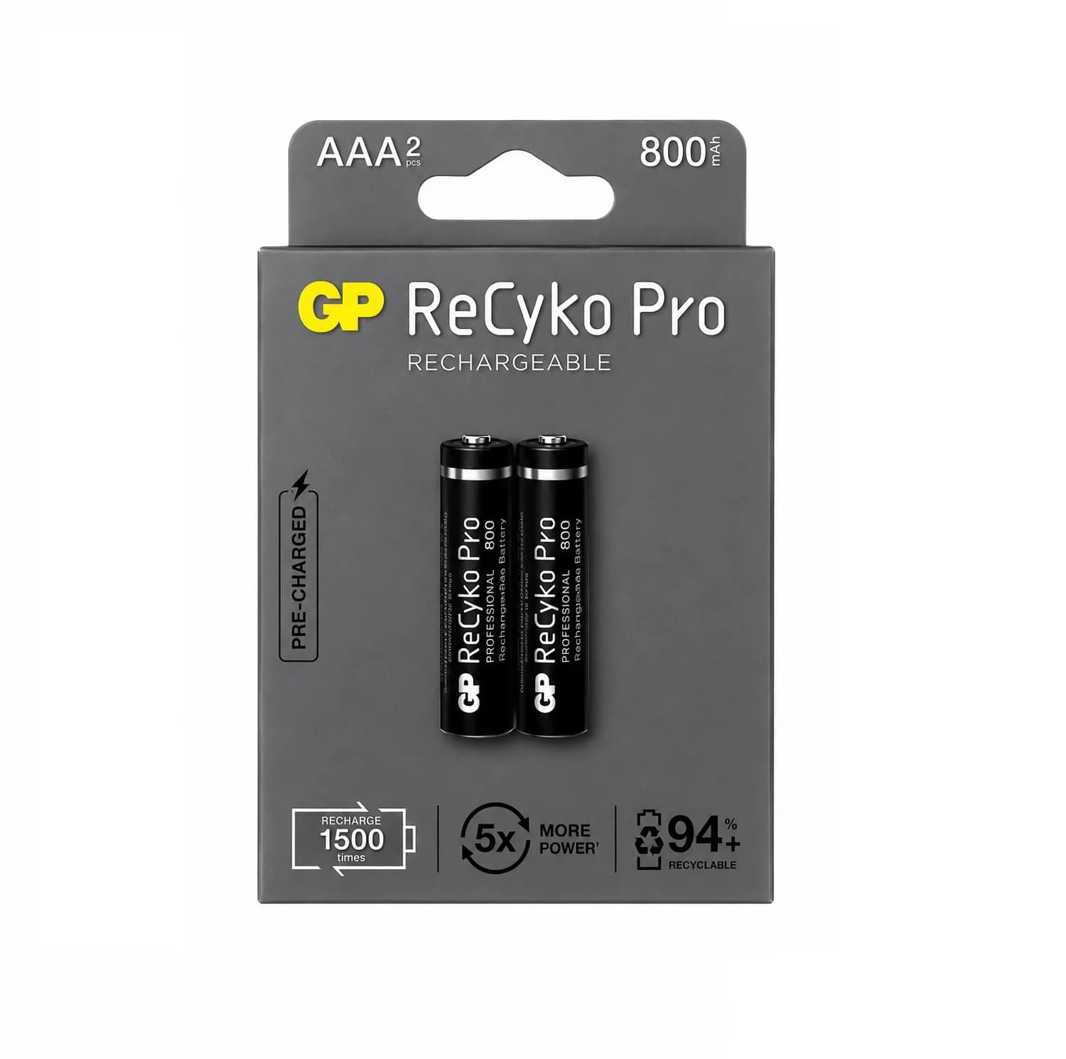 باتری تلفن نیم قلمی جی پی مدل GP AAA REACHARGABLE 800mAh بسته 2 عددی