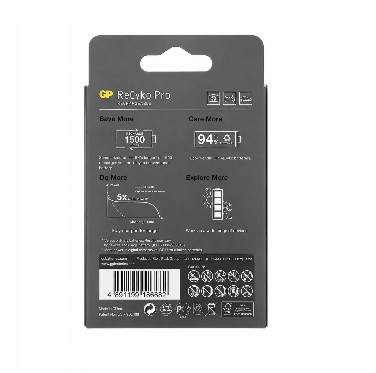 باتری تلفن نیم قلمی جی پی مدل GP AAA REACHARGABLE 800mAh بسته 2 عددی — تصویر ۲