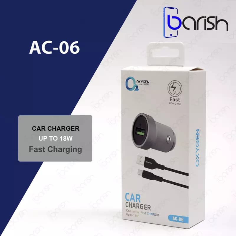 شارژر فندکی 18 وات اکسیژن مدل AC-06 به همراه کابل تبدیل USB-C — تصویر ۵