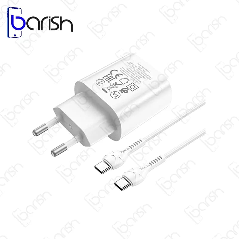 شارژر دیواری 25 وات هوکو مدل N22 به همراه کابل دوسر Type-C — تصویر ۲