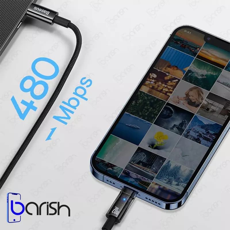 کابل دیتا و شارژ Type-C به لایتنینگ باسئوس سری Explorer (طول 2 متر) — تصویر ۳
