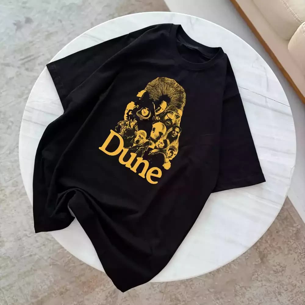 تیشرت نخ پنبه طرح کلاژ طلایی تلماسه Dune