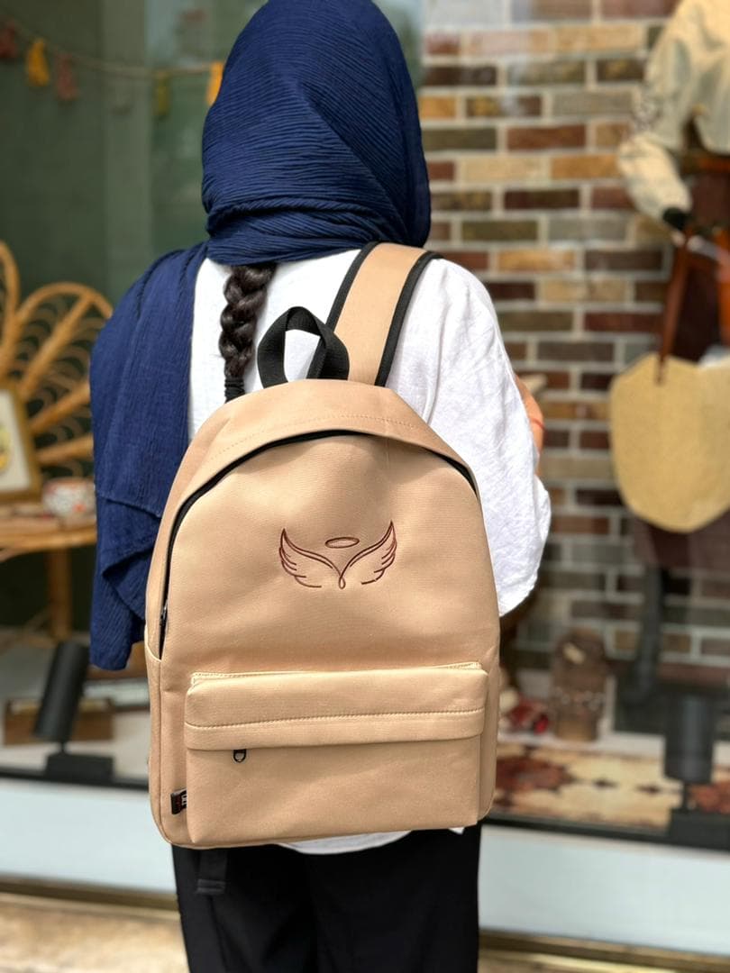 کوله پشتی بیسیک کرم طرح بال